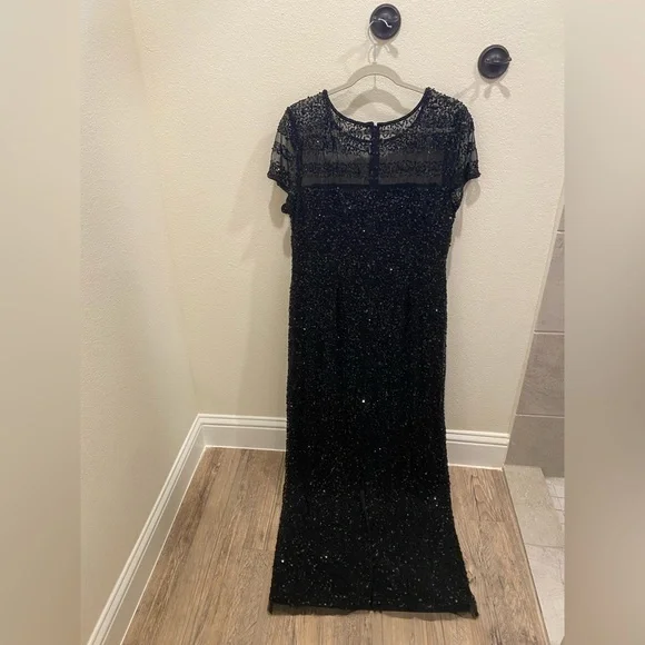 Adrianna papell black sequin gown hot sale